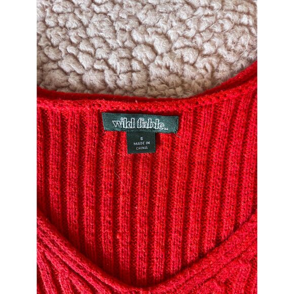 Wild Fable Women's V-Neck Rib Knit Pullover Red Sweater Size S - Picture 4 of 6